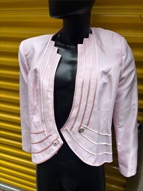 Terramina Light Pink Decorative Trim Open-Front Jacket